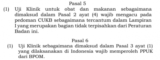 Peraturan BPOM no. 8 tahun 2024 Pasal 5 dan 6 (BPOM)