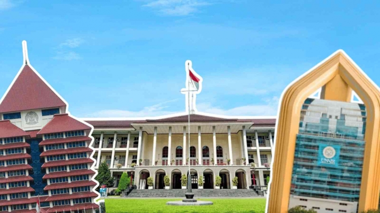 Foto Rektorat UI, Rektorat UGM, dan Aseec UNAIR (Sumber: pinterest.com)