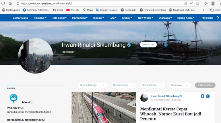 Irwan Rinaldi; Kompasianer Maestro Kedua dan Jejak Daya Tahan Menulis ...
