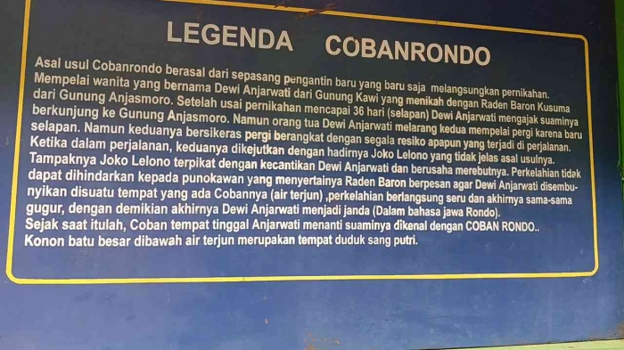 Legenda Coban Rondo (Dokumentasi pribadi; Isti Yogiswandani)