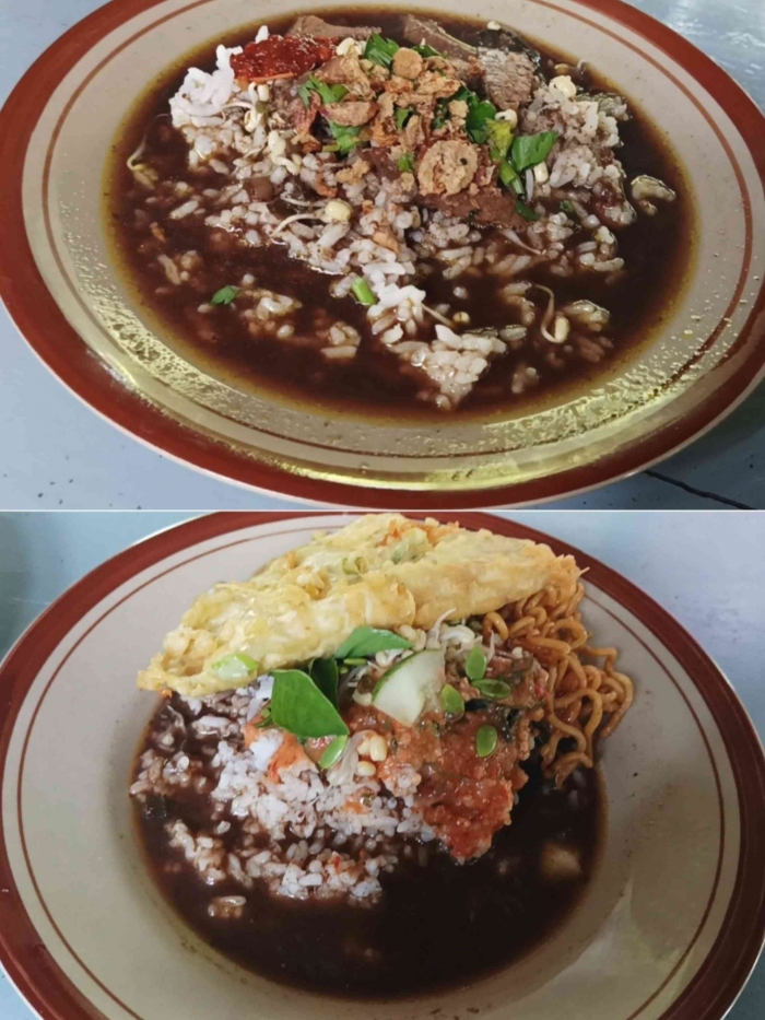 Rawon original dan pecel rawon(Dokumentasi pribadi: Isti Yogiswandani)