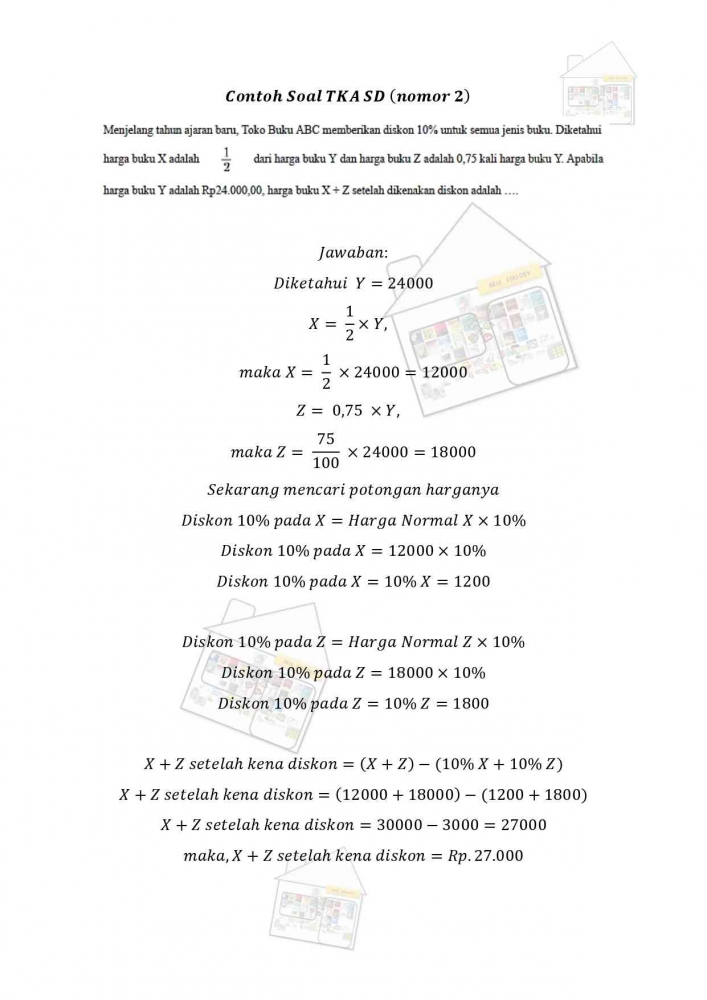Contoh Soal dan Jawaban TKA Matematika SD SMP dan SMA Halaman 1 ...