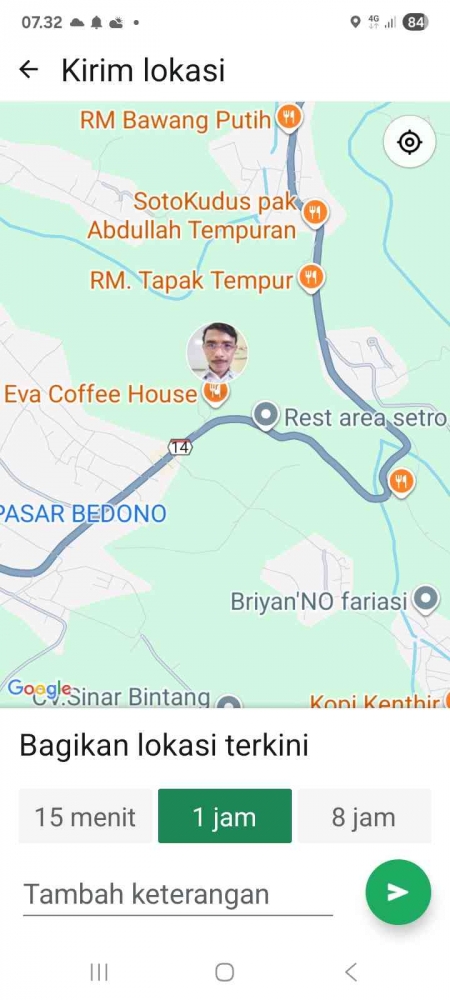 Foto Tangkap Layar Google Maps lokasi terkini.