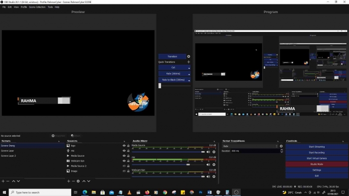 Tampilan UI OBS (foto : rahmancyber.net)