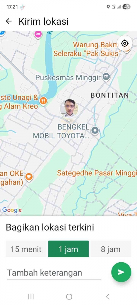 Foto Tangkap Layar Google Maps lokasi Kalurahan Sendangagung. Sumber Dokumentasi Pribadi.