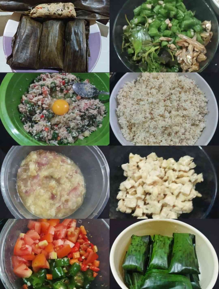 Membuat botok untuk bernostalgia masa kecil saat membuat buntil dan pelas, botok adalah kombinasi keduanya (Dokumentasi pribadi: Isti Yogiswandani)