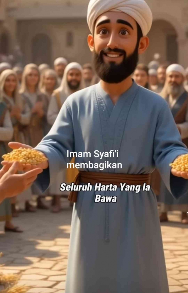 Imam Syafi'i membagikan seluruh harta yang dibawanya (Tangkapan layar YouTube: Ibu Imam Syafi'i menolak Kepulangan nya)