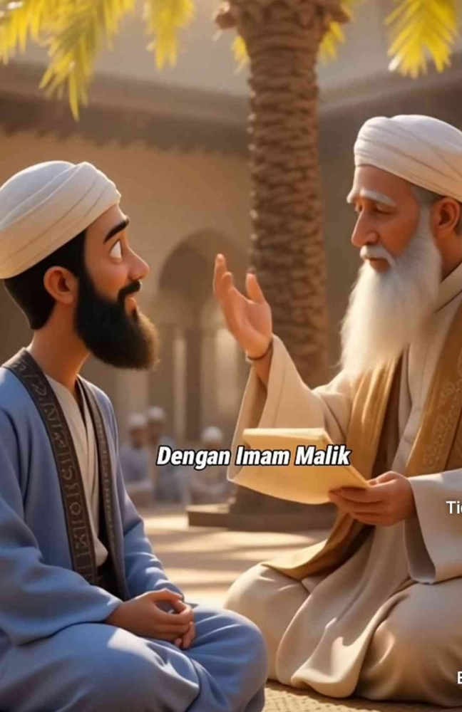 Bersama Imam Malik, gurunya (Tangkapan layar YouTube: Ibu Imam Syafi'i menolak Kepulangan nya)