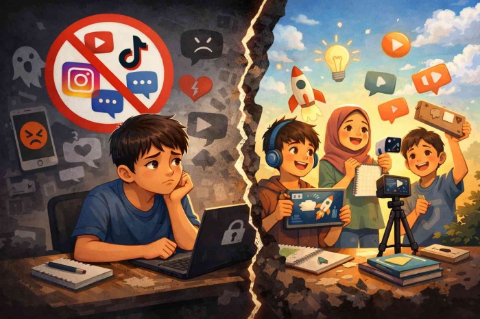 mengapa anak di bawah usia 16 tahun dilarang bermedia sosial? / ChatGPT