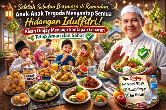 ilstrasi kisah Omjay menjaga santapan anak tetap aman/chatgpt