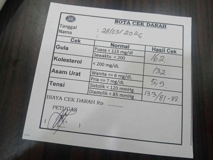 Hasil Cek Darah Omjay/dokpri