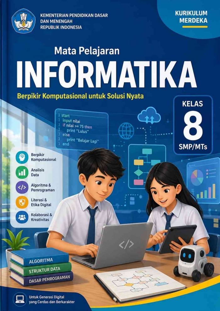Cover buku informatika kelas 8/chatgpt
