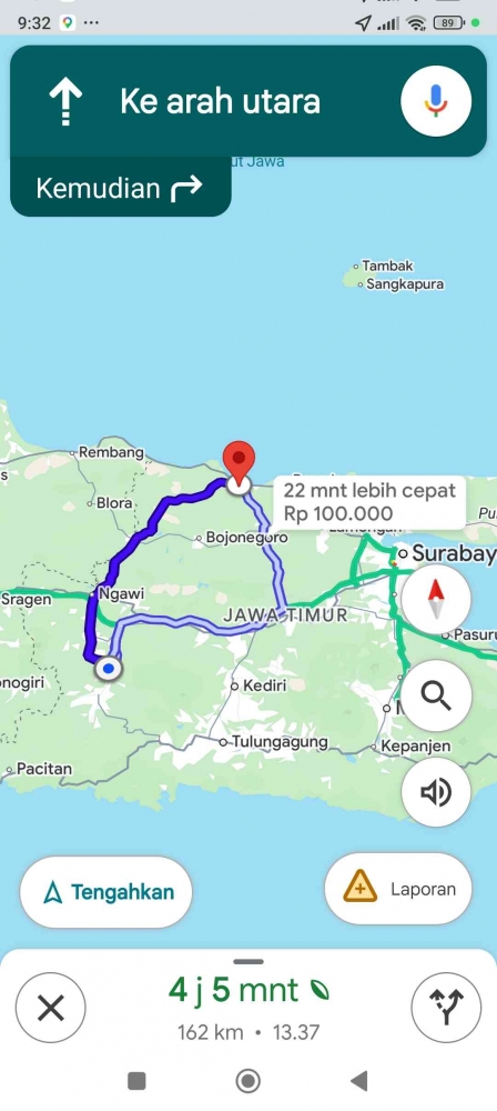 Panduan google maps untuk mencapai pantai Boom Tuban (Dokumentasi pribadi: Isti Yogiswandani)