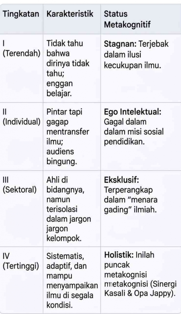 Level Metakognisi | Opa Jappy