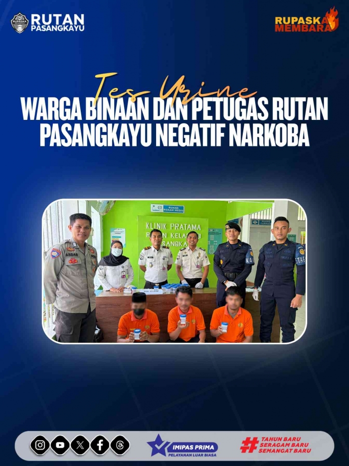 Tes Urine, Warga Binaan dan Petugas Rutan Pasangkayu Negatif Narkoba