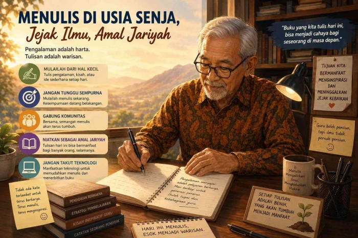 ilustrasi menulis di usia senja/chatgpt