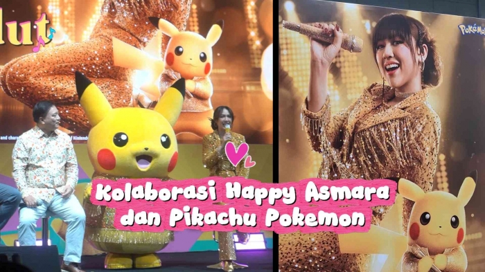 Kolaborasi keren Happy Asmara dengan Pikachu Pokemon. Foto: Isson Khairul