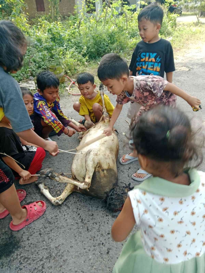 Anak-anak juga ikut menandatangani hewan qurban (Dokumentasi RT 11: Mas Yunus)