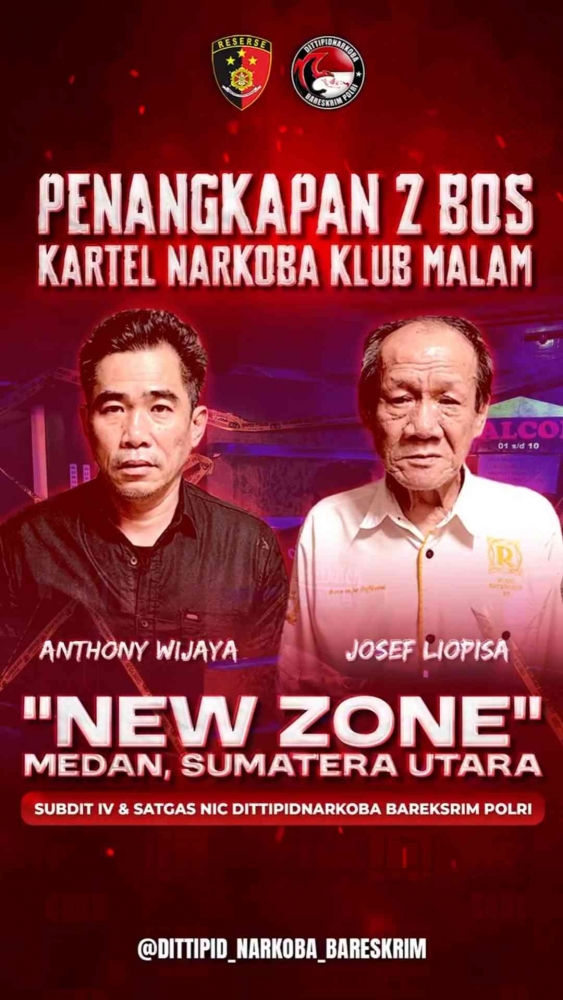 Bareskrim Polri amankan Josef Liopisa alias Asiang (73) selaku admin HRD, Anthony Wijaya alias Aan (56) selaku manajer operasional, foto Dok. Polri