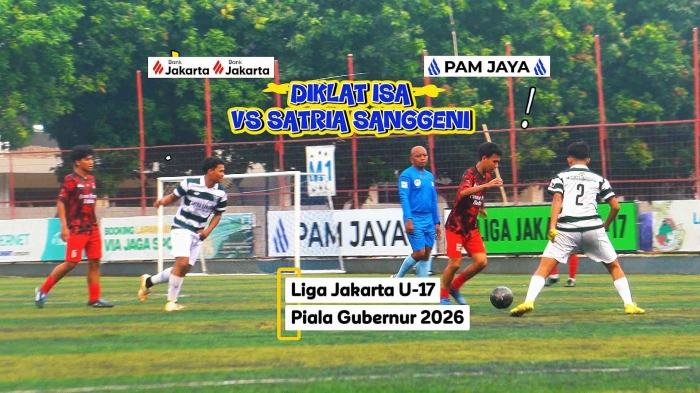 Klub Diklat ISA lawan klub Satria Sanggeni di Liga Jakarta U-17 Piala Gubernur 2026 di Pancoran Soccerr Field, Jakarta Selatan. Foto: Isson Khairul