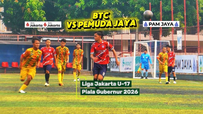 Klub BTC lawan klub Pemuda Jaya di Liga Jakarta U-17 Piala Gubernur 2026. Tantangan pembinaan sepak bola. Foto: Isson Khairul