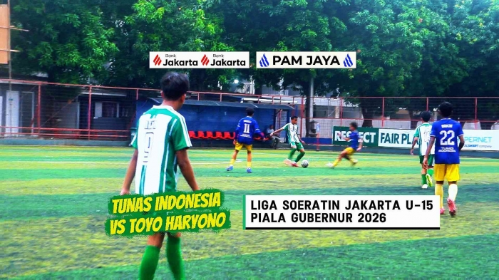Power team work klub Tunas Indonesia, kalahkan klub Toyo Haryono 4-0 di Liga Soeratin Jakarta U-15. Foto: Isson Khairul
