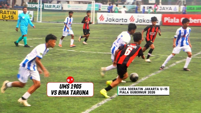 Klub UMS 1905 dan klub Bina Taruna berlaga tanpa gol di Liga Soeratin Jakarta U-15 Piala Gubernur 2026. Foto: Isson Khairul