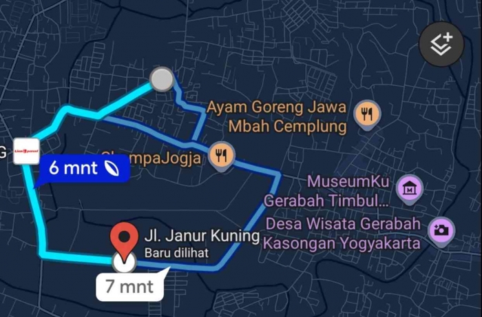Tangkap layar Google Map.