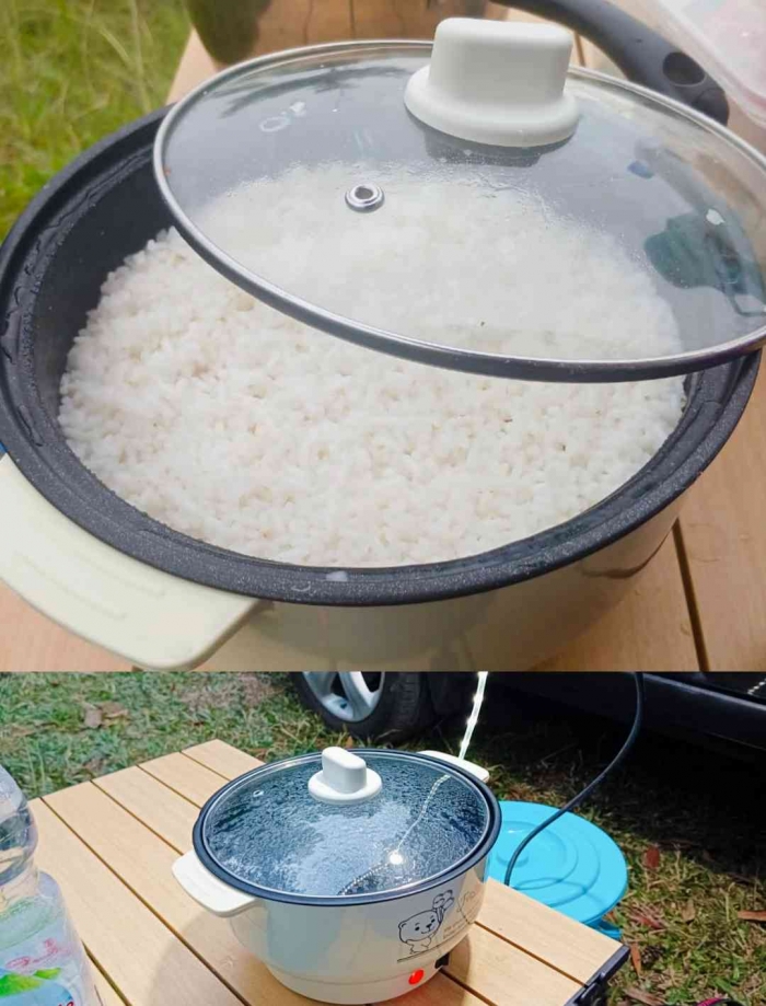 Listrik melimpah bisa masak air, masak nasi, menyayur dan menggoreng menggunakan panci listrik serbaguna (Dokumentasi pribadi: Isti Yogiswandani)