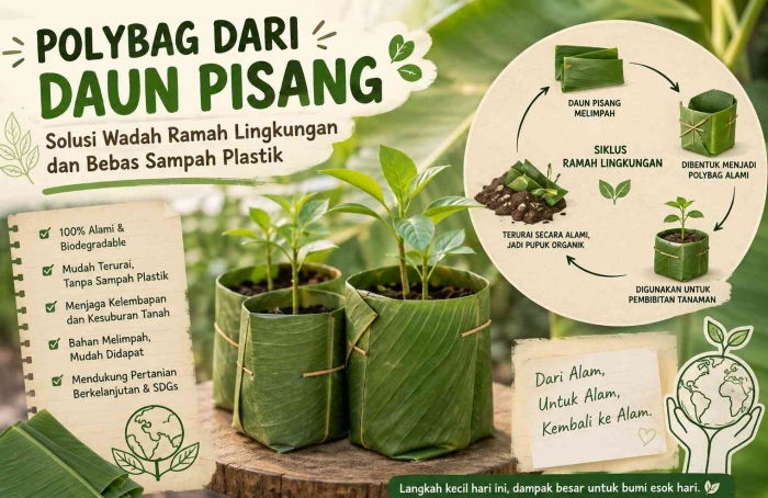 Polybag plastik dari Daun Pisang ramah lingkungan. (Sumber foto: Jandris_Sky/Gemini)