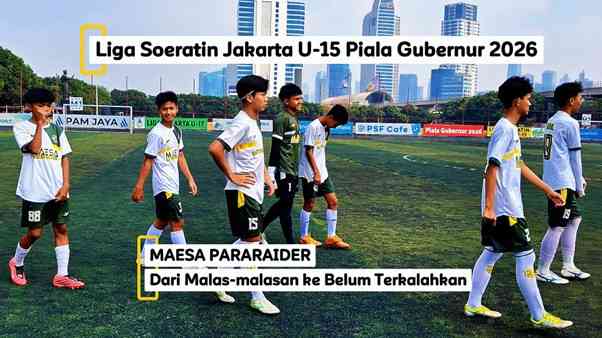Para pemain Maesa Pararaider, klub yang belum terkalahkan di Liga Soeratin Jakarta U-15 Piala Gubernur 2026. Foto: Isson Khairul