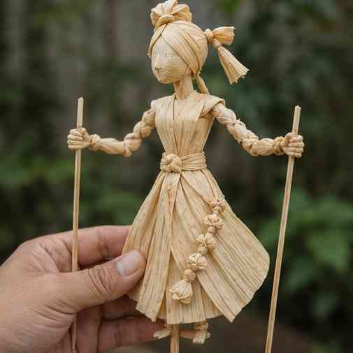 Wayang kulit jagung dibuat dari klobot kering dengan sentuhan kreativitas dan semangat ramah lingkungan. (Sumber foto: Jandris_Sky)