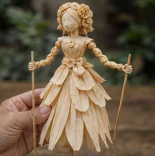 Wayang kulit jagung dibuat dari klobot kering dengan sentuhan kreativitas dan semangat ramah lingkungan. (Sumber foto: Jandris_Sky)