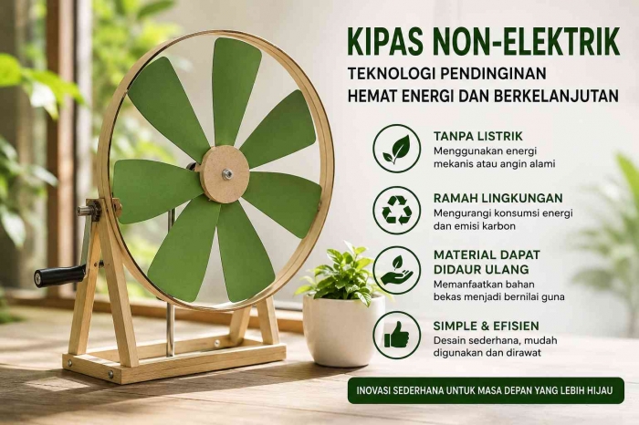 Inovasi kipas non-elektrik sebagai teknologi pendinginan hemat energi dan berkelanjutan. (Sumber foto: Jandris_Sky/Gemini)