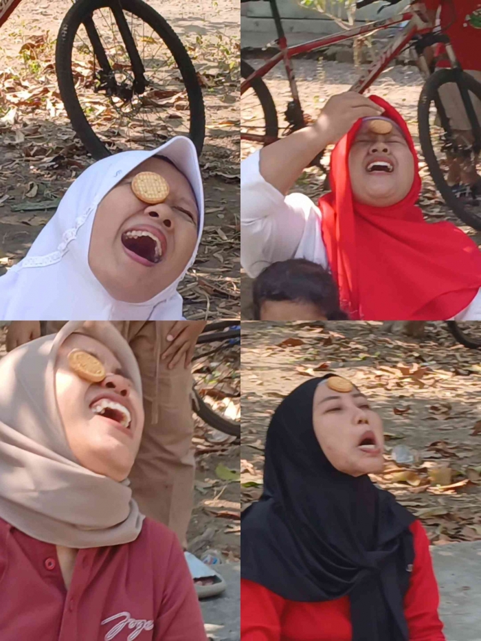 Ekspresi para mamah saat berusaha menggeser roti ke mulut(Dokumentasi pribadi RT 11/Isti Yogiswandani)
