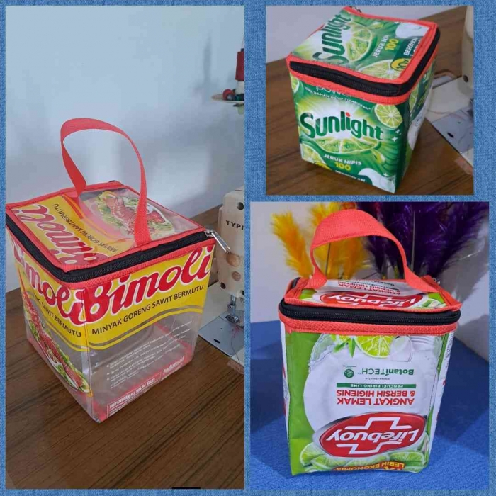Inovasi kreatif daur ulang kemasan plastik ramah lingkungan. (Sumber foto: Jandris_Sky/Collage Art)
