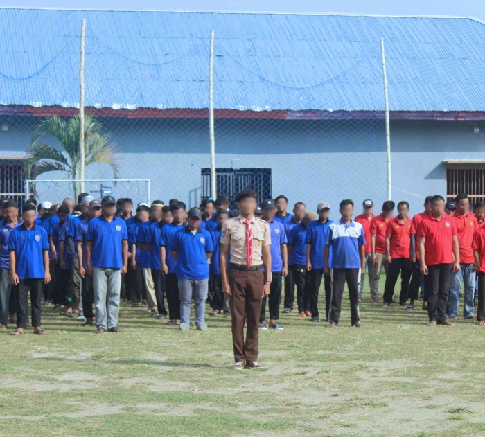 Suasana Pelaksanaan Upacara Bendera Warga Binaan di Rutan Pasangkayu