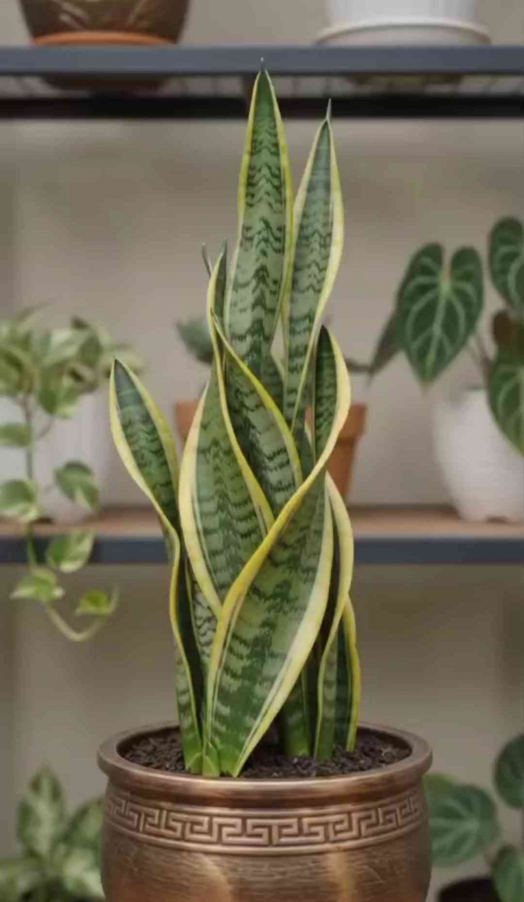 Snake Plant tetap dapat tumbuh sehat sekaligus memiliki tampilan unik. (Sumber foto: Jandris_Sky)