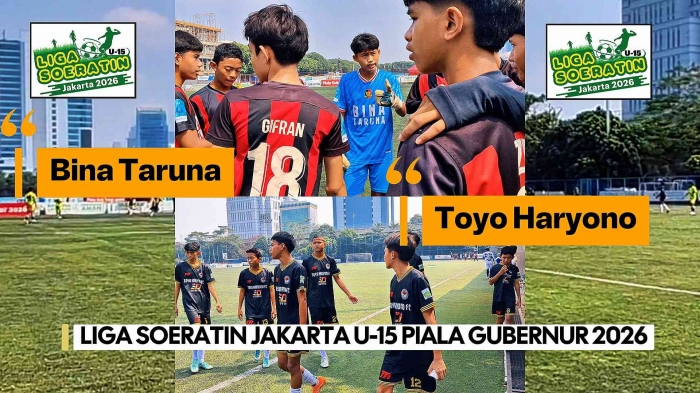 Klub Bina Taruna kian mantap, setelah kalahkan klub Toyo Haryono di pekan ke-6 Liga Soeratin Jakarta U-15 Piala Gubernur 2026. Foto: Isson Khairul