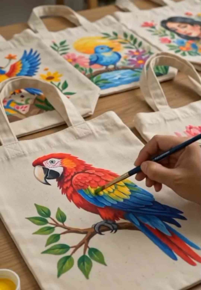 Totebag lukis ramah lingkungan. (Sumber foto: Jandris_Sky)