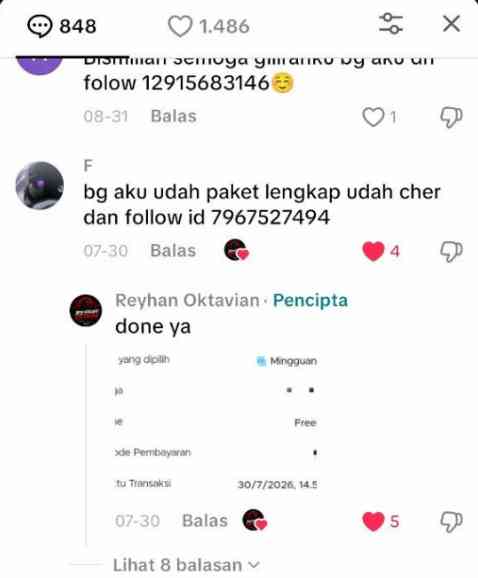 Bembuktian Reyhan Oktavian Beneran Gif Follower nya di setiap konten video nya