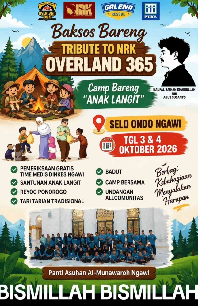 Acara baksos bareng Tribute to NRK, overland 365 yang mengundang semua komunitas untuk bergabung+Dokumentasi panitia)