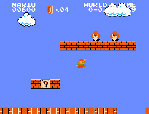 Tampilan game bertipe platform Super Mario Bros