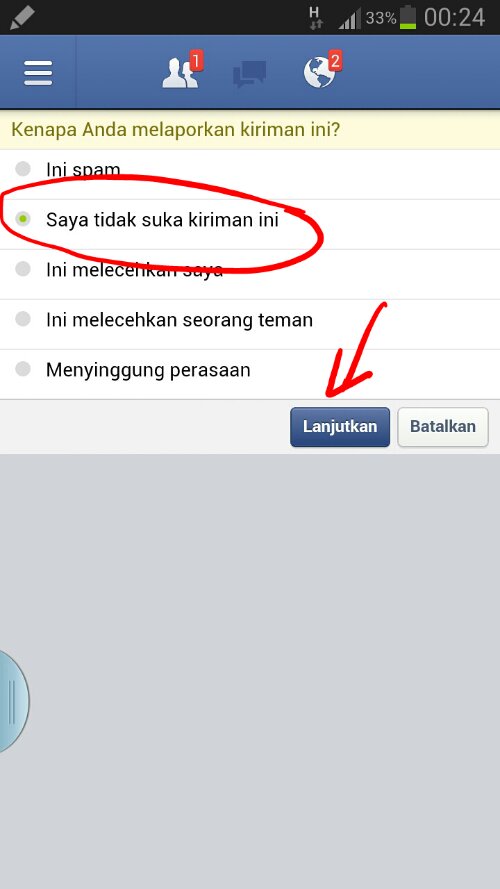 Tidak Suka Pada Status Atau Kiriman Di Wall Facebook Ini