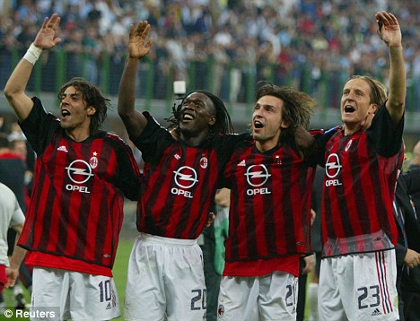 Selebrasi Rui Costa, Seedorf, Pirlo, dan Ambrossini
