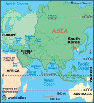 Lokasi Korea Selatan (sumber: worldatlas.com)