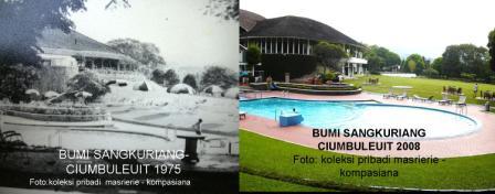 BUmi Sangkuriang jadul , tahun 1975 (kiri) dan tahun 2008 (kanan). Lokasinya di Jalan Kiputih, Ciumbuleuit, Bandung