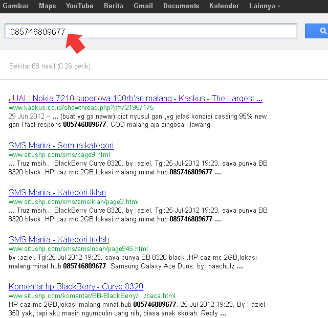 Searching di google dengan keyword tujuan