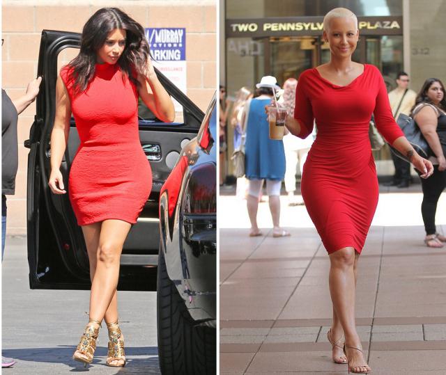 Kim Kardashian, Amber Rose, anniversaire, 21 octobre 2014, robe rouge
