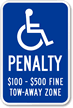 Tow Away Zone Handicapped Sign